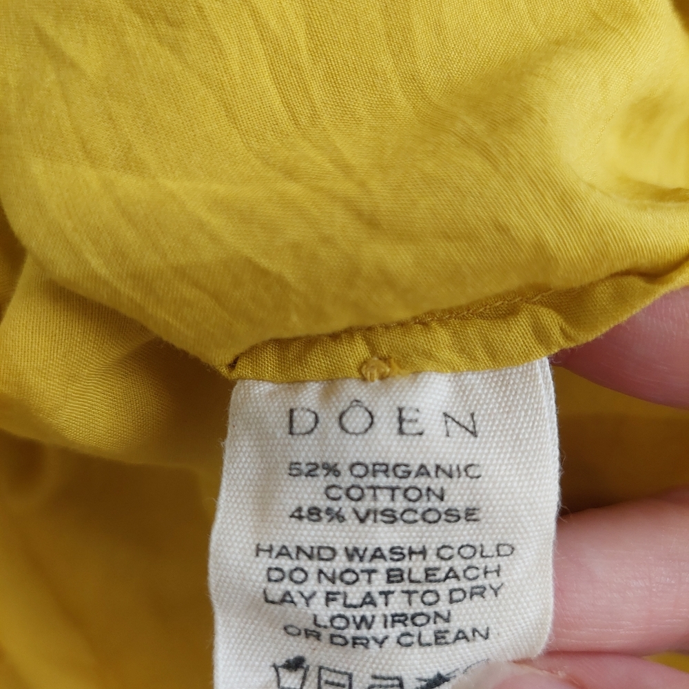 Doen Jane Blouse in Moss Large yellow short sleeve scoop neck billowy oversized - Picture 3 of 10